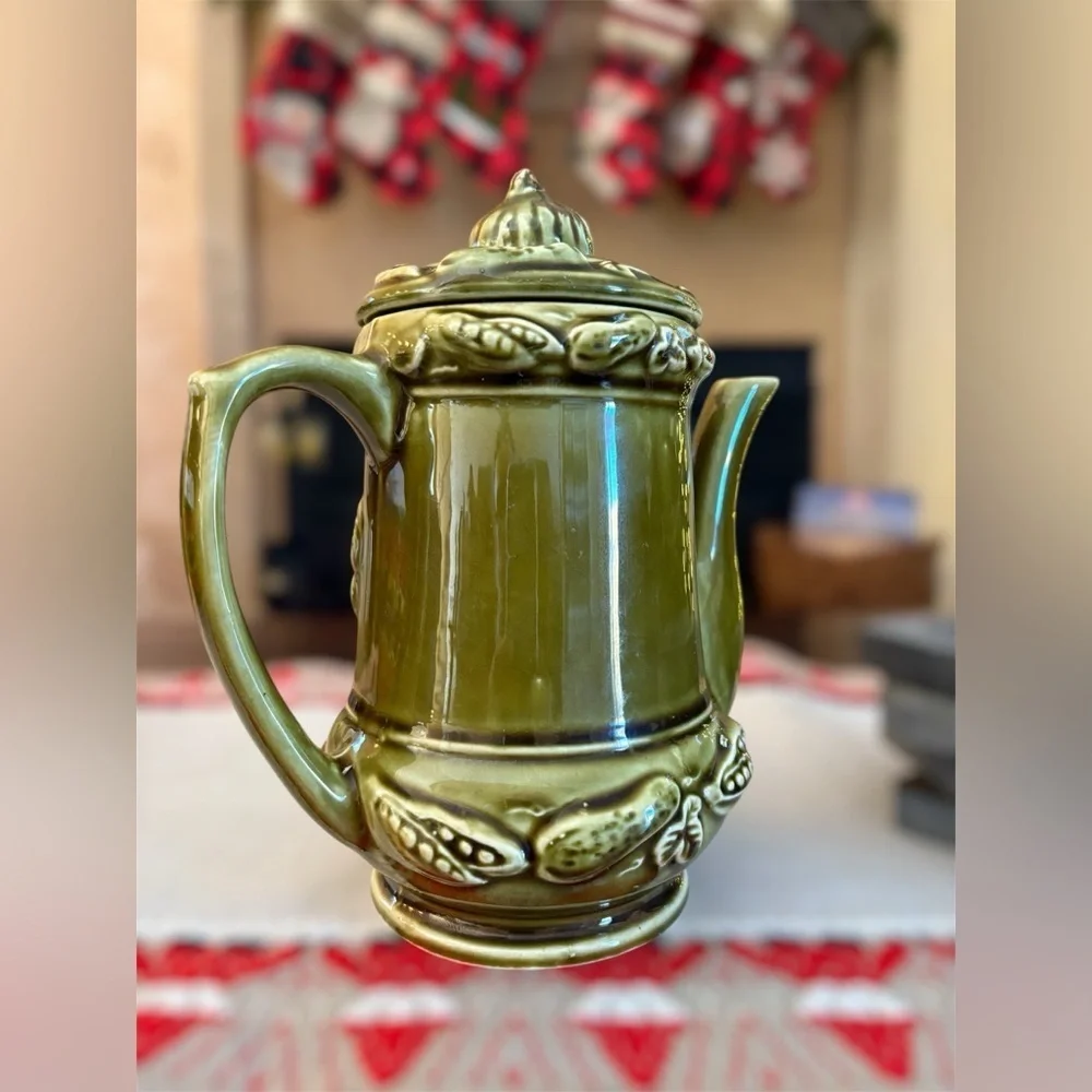 Vintage Green Ceramic Teapot